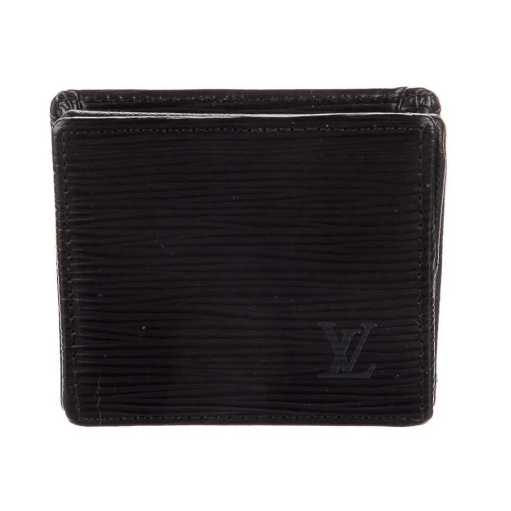 LOUIS VUITTON Vintage 2001 Compact Wallet black epi